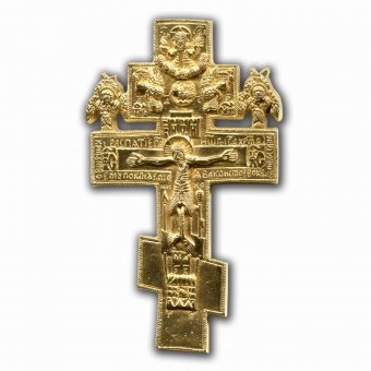 Cruce din metal turnată mică cu heruvimi