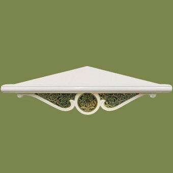 Etajera alba mica cu ornament metalic presat 