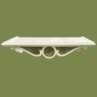 Etajera cu ornament metalic presat alba